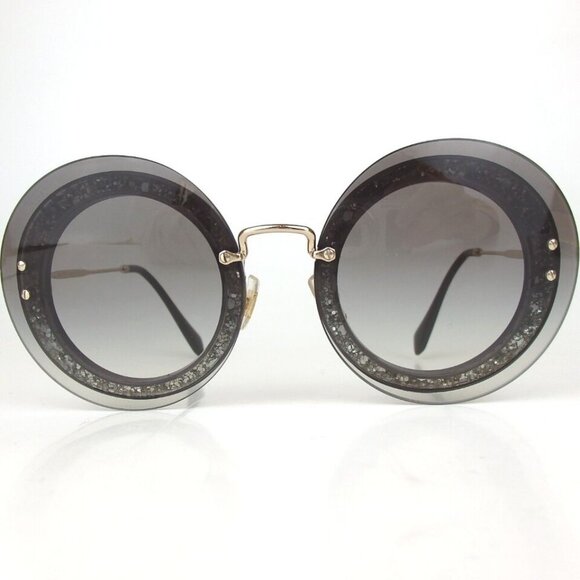 Authentic miu miu USE-OA7 140 2M Round glitter 64□17 sunglasses plastic [Used] - Picture 3 of 10
